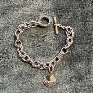 NIB Michael Dawkins Sterling Silver Starry Night Double Link Toggle Bracelet 7.5